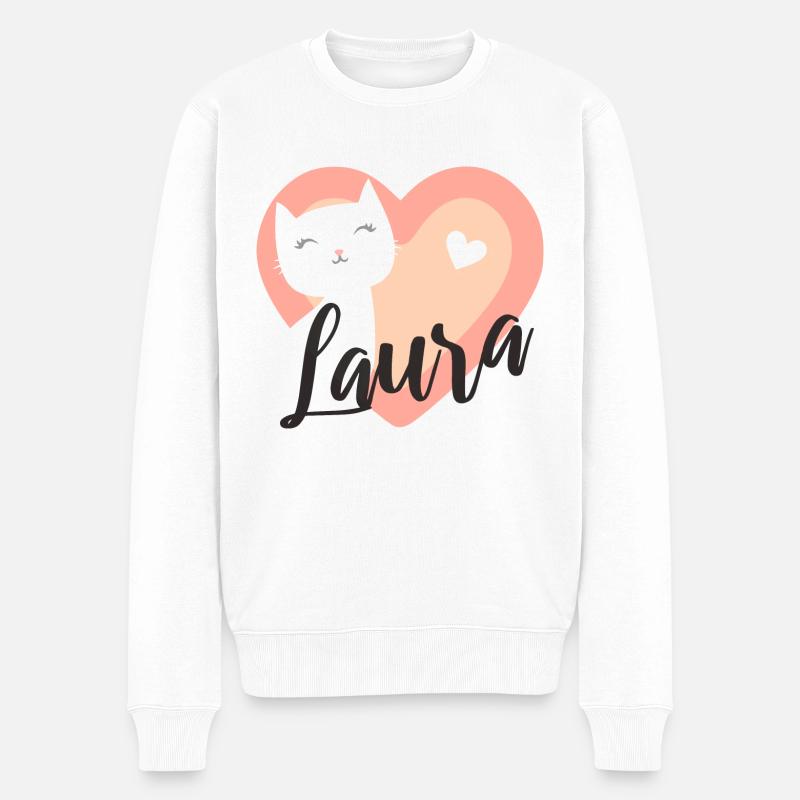 Laura Nom Prénom Chaton - Pull Premium bio Homme - blanc
