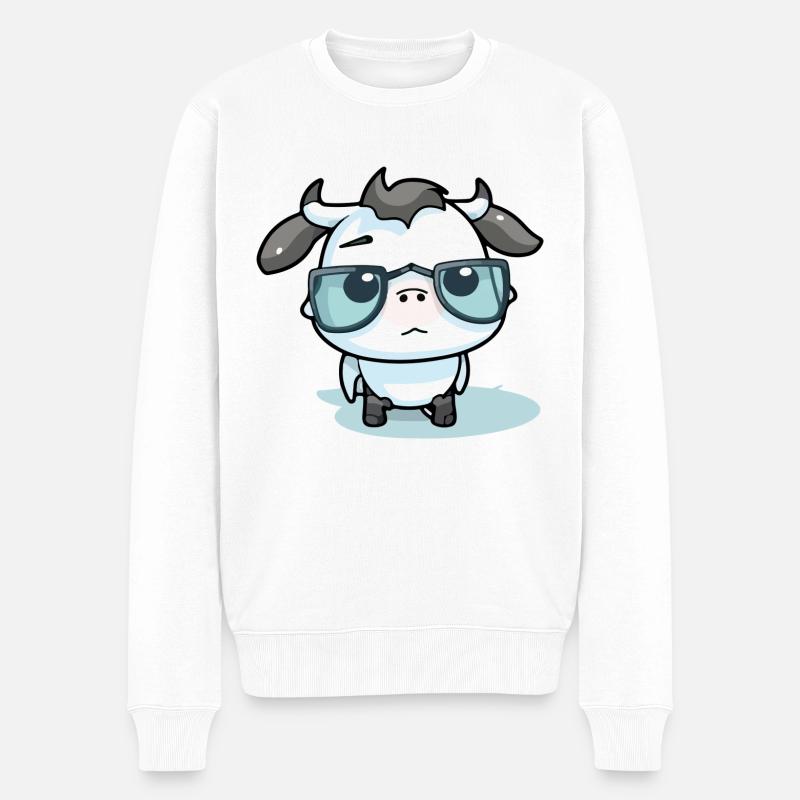 Milta die Kuh - Männer Premium Bio Pullover - Weiß