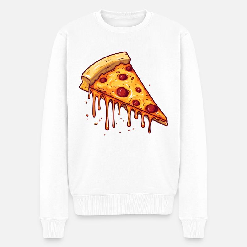 Pizza - Männer Premium Bio Pullover - Weiß