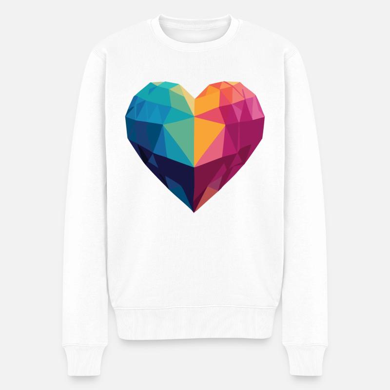 Amour - Cœur Low Poly - Pull Premium bio Homme - blanc