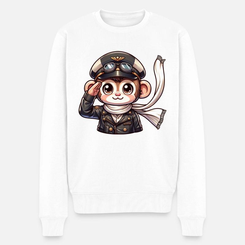Pilote de singe mignon - Pull Premium bio Homme - blanc