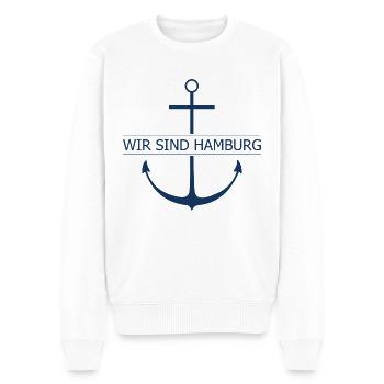WIR SIND HAMBURG, marine - Männer Premium Bio Pullover - Weiß - Vorne - Thijin (182cm)