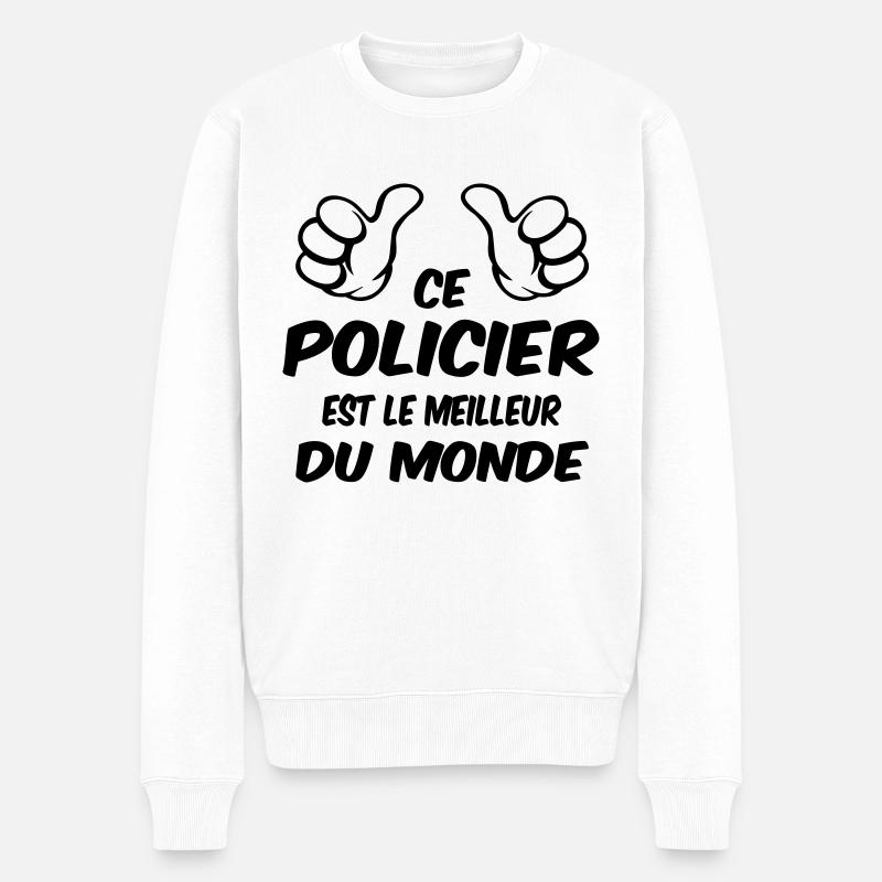 MEILLEUR POLICIER DU MONDE - Pull Premium bio Homme - blanc