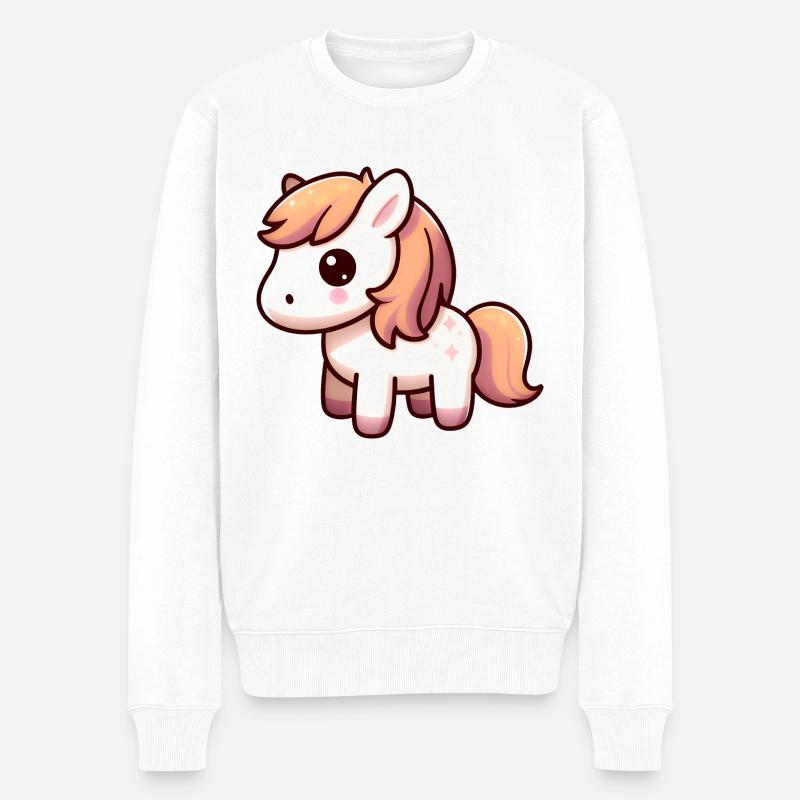 Reitpony - Männer Premium Bio Pullover - Weiß