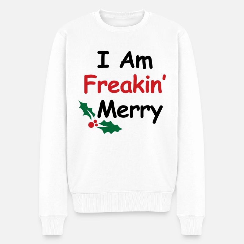 I Am Freakin Merry - Männer Premium Bio Pullover - Weiß