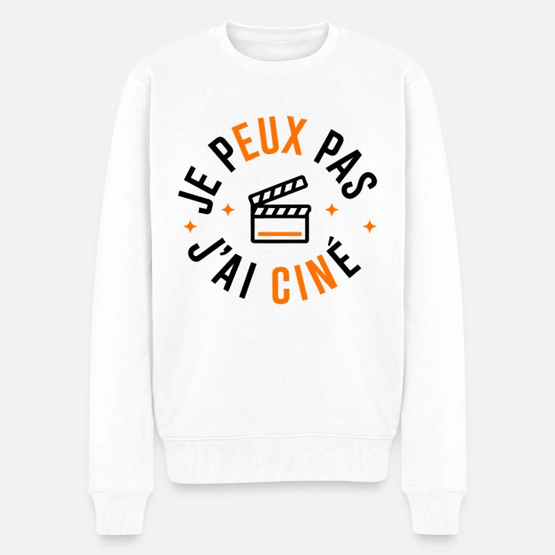 Ich kann kein Kino haben - Männer Premium Bio Pullover - Weiß