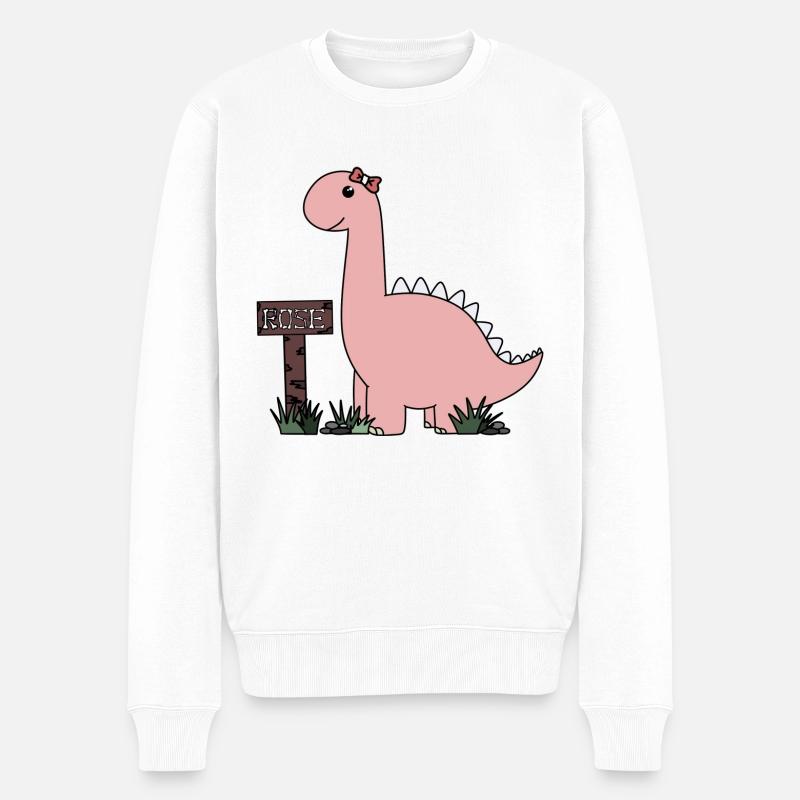 Dino Rose - Männer Premium Bio Pullover - Weiß