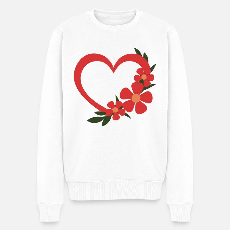 Blumenherz Romantischer Blumenkranz - Männer Premium Bio Pullover - Weiß