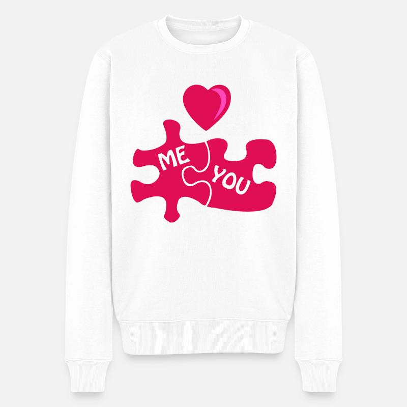 puzzle love - Männer Premium Bio Pullover - Weiß