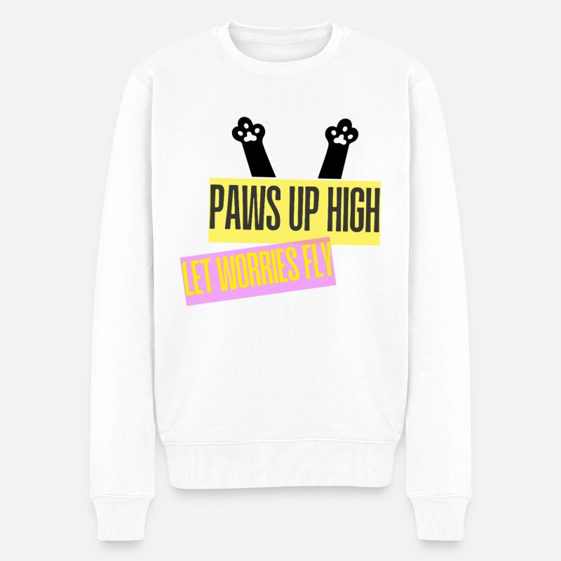 PAWS UP HIGH - Männer Premium Bio Pullover - Weiß