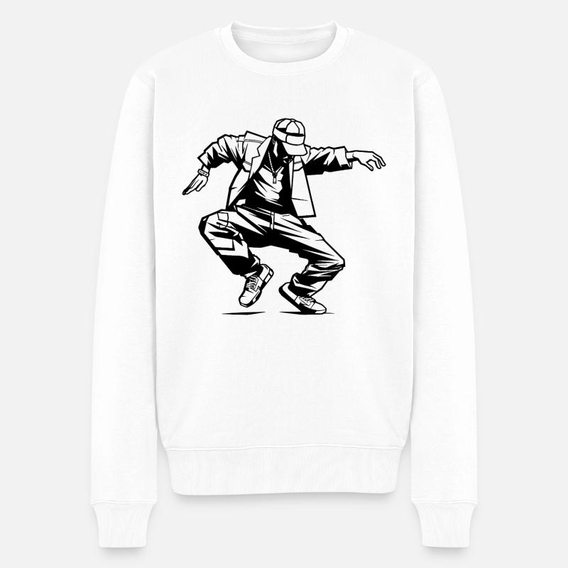 Breakdancer Zeichnung - Männer Premium Bio Pullover - Weiß