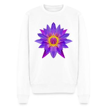 Polygon Lotus Flower – Mysticism, Nature & Relaxation - Men's Premium Organic Jumper - white - Front - Thijin (182cm)