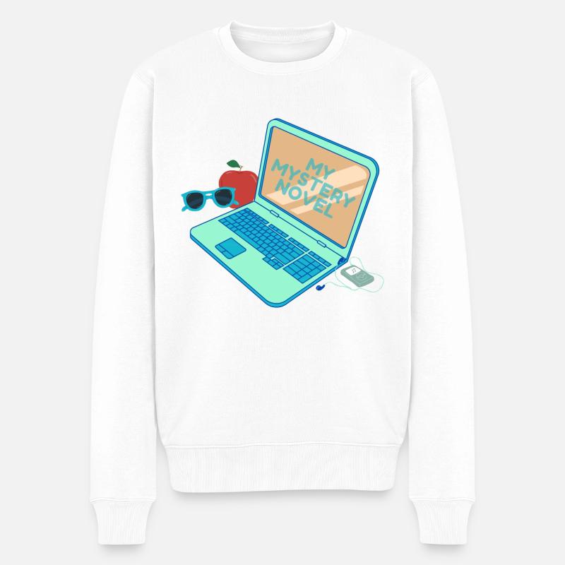 my mystery novel - Männer Premium Bio Pullover - Weiß