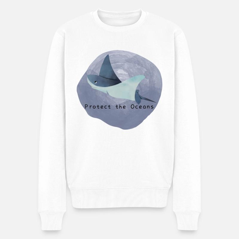Protect the Oceans | Schützt die Ozeane | Rochen - Männer Premium Bio Pullover - Weiß