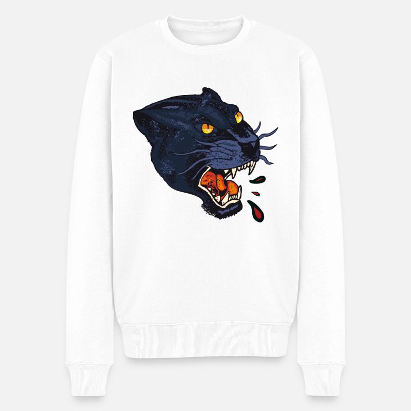 panthere noire style old school tattoo - Pull Premium bio Homme - blanc