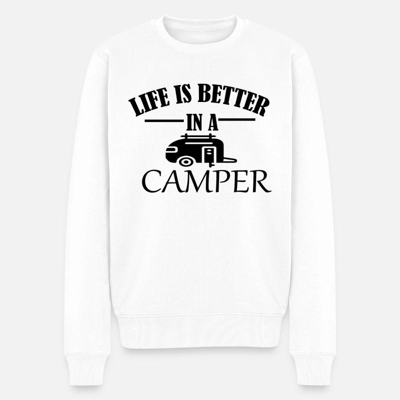 Camping - Männer Premium Bio Pullover - Weiß