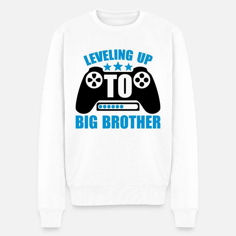 Leveling up big brother - Männer Premium Bio Pullover - Weiß