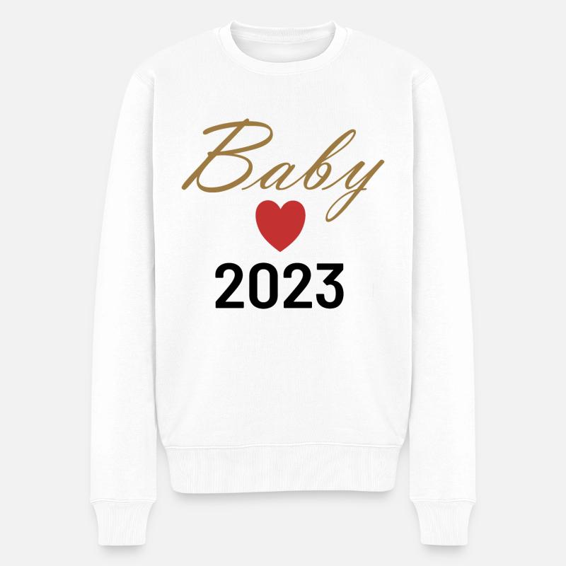 Schwangerschaft und Baby 2023 - Männer Premium Bio Pullover - Weiß