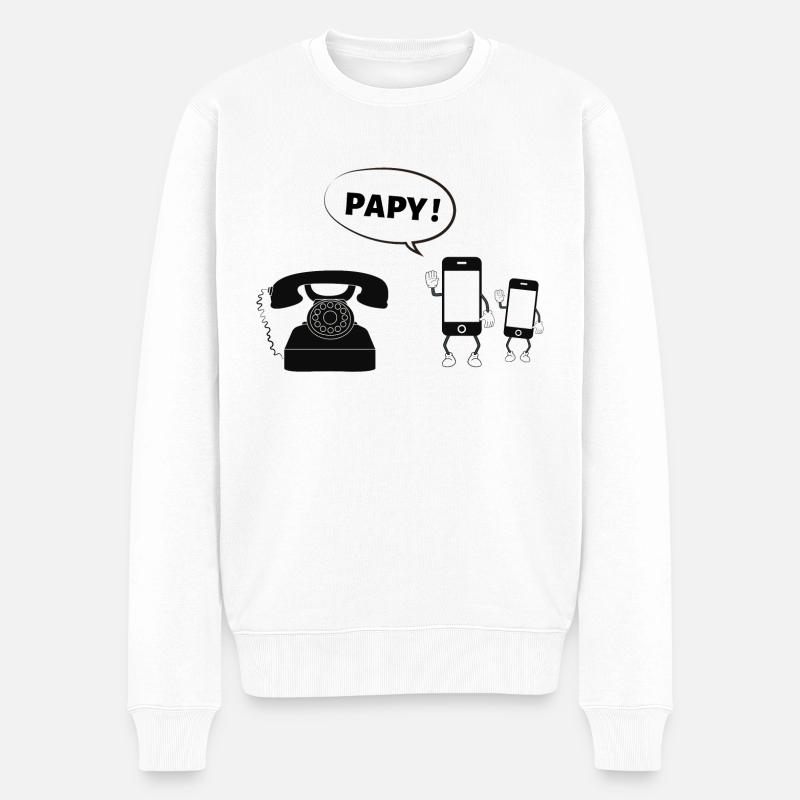 vieux téléphone - Pull Premium bio Homme - blanc