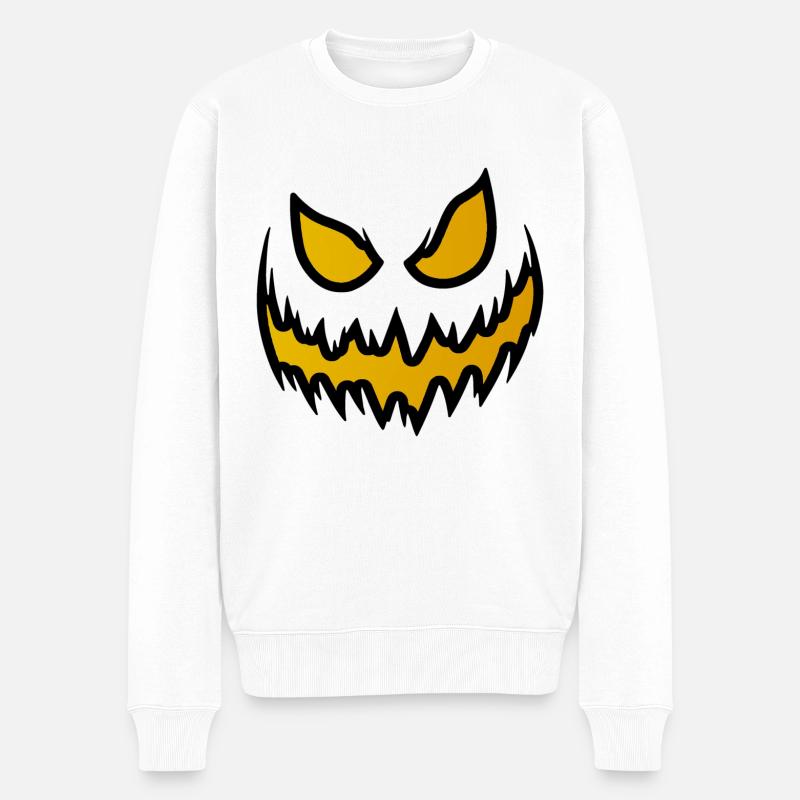 Gruseliges Gesicht Halloween - Männer Premium Bio Pullover - Weiß