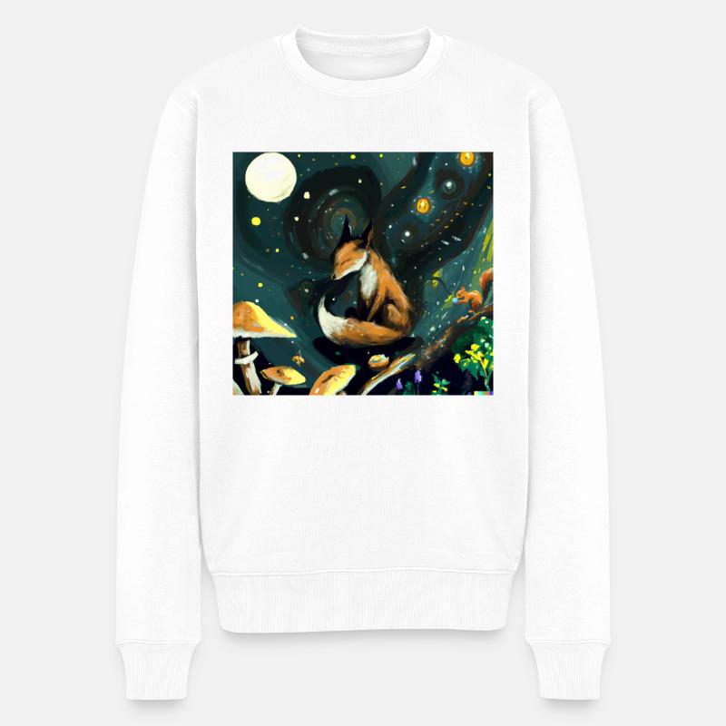 Fuchs in Sternennacht - Männer Premium Bio Pullover - Weiß