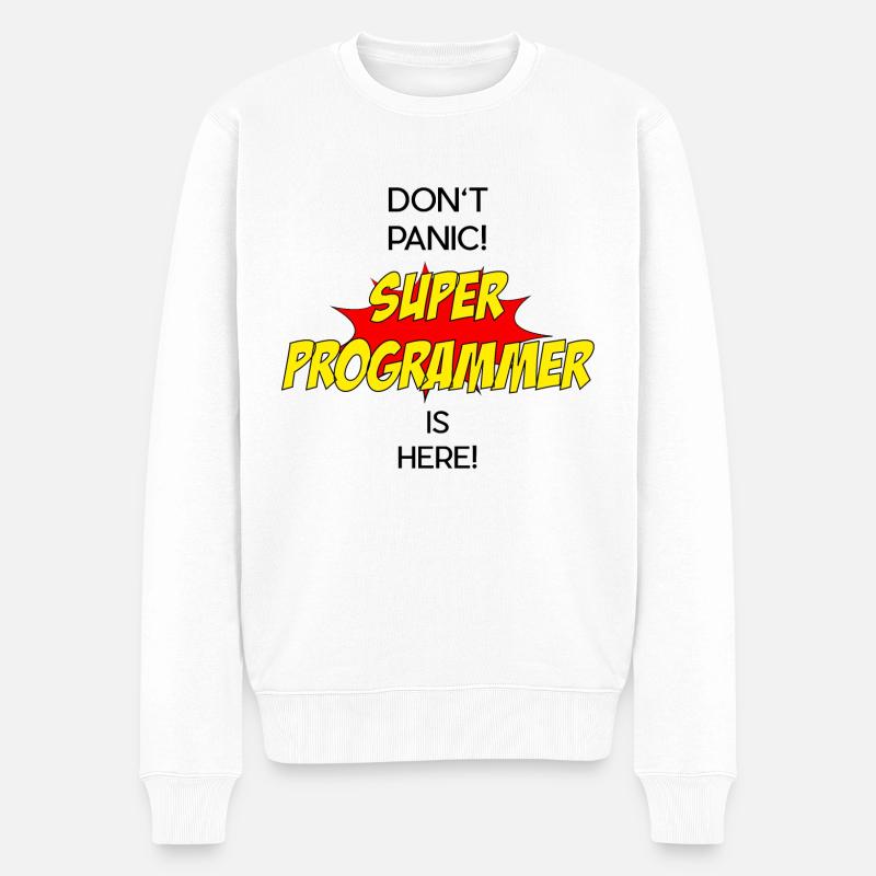 Super Programmer / Super Programmierer - Männer Premium Bio Pullover - Weiß