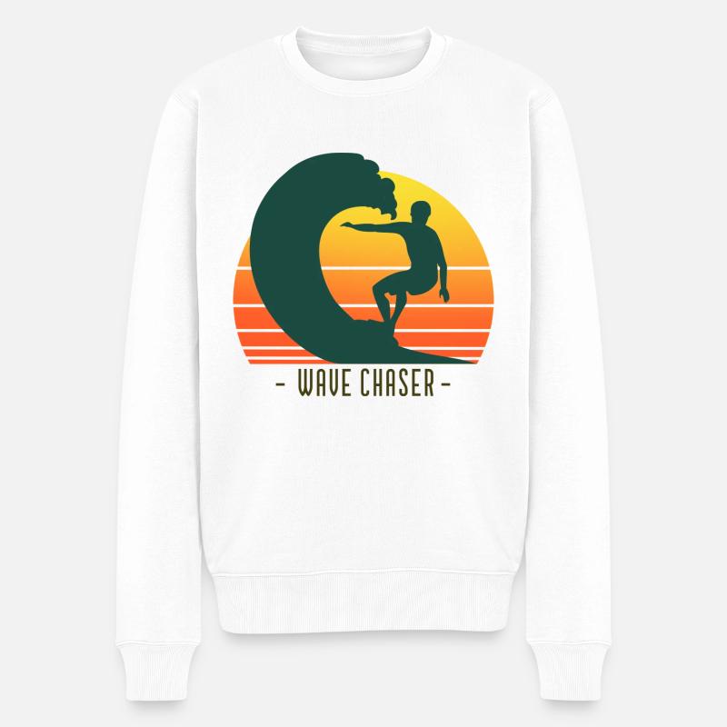 Wave Chaser. Shirt - Männer Premium Bio Pullover - Weiß