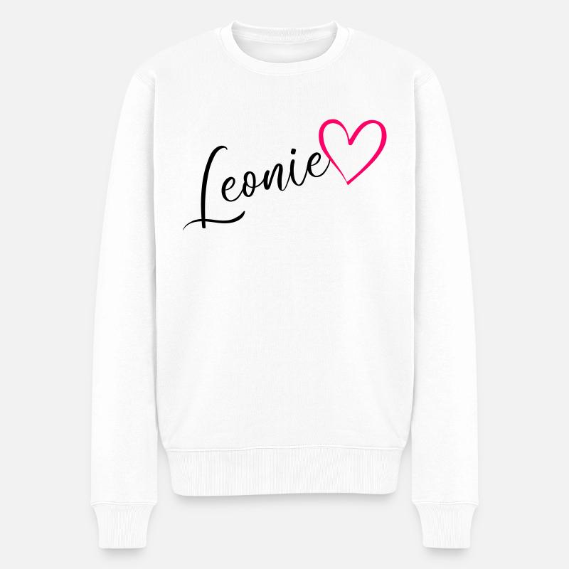 Léonie Nom Prénom Rose coeur - Pull Premium bio Homme - blanc