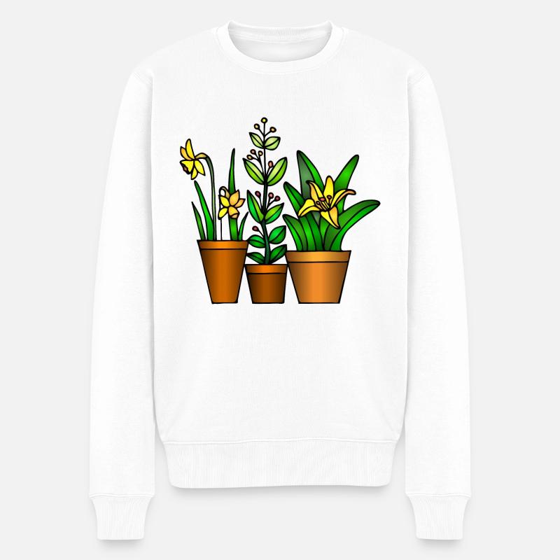 Blumen - Männer Premium Bio Pullover - Weiß