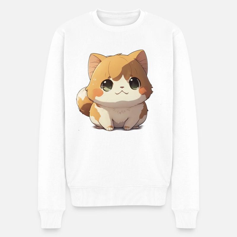 Katze | Kätzschen | Baby Katze | Cute Anime Cat - Männer Premium Bio Pullover - Weiß