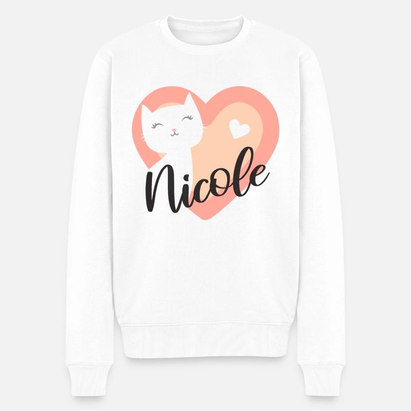 Nicole Name Vorname Kätzchen - Männer Premium Bio Pullover - Weiß