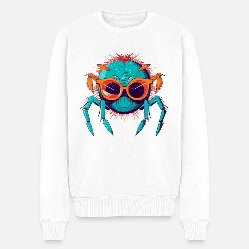 Krake die Spinne - Männer Premium Bio Pullover - Weiß