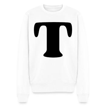 Buchstabe T - Männer Premium Bio Pullover - Weiß - Vorne - Thijin (182cm)