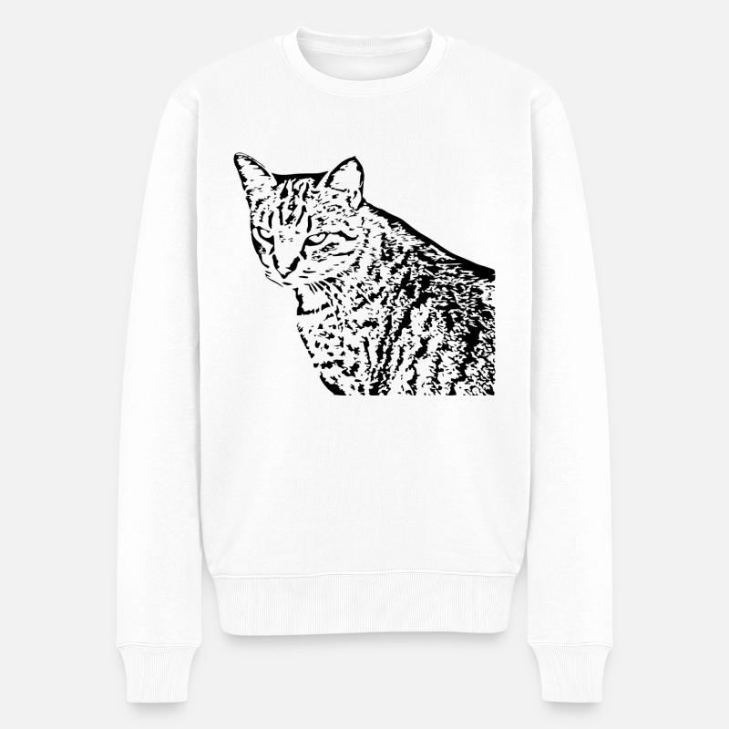 Katze Kätzchen Tigerkatze - Männer Premium Bio Pullover - Weiß