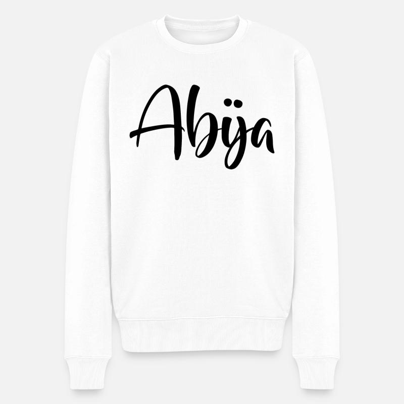 Name - Abija - Männer Premium Bio Pullover - Weiß