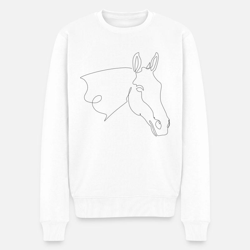 Pferdekopf Cocco - Männer Premium Bio Pullover - Weiß