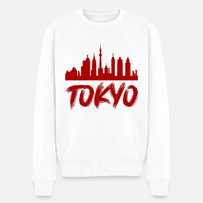 tokyo skyline - Männer Premium Bio Pullover - Weiß