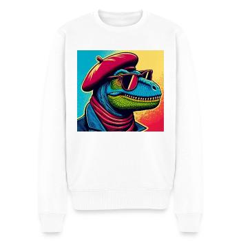 Dino PopArt Portrait - Pull Premium bio Homme - blanc - Devant - Thijin (182cm)