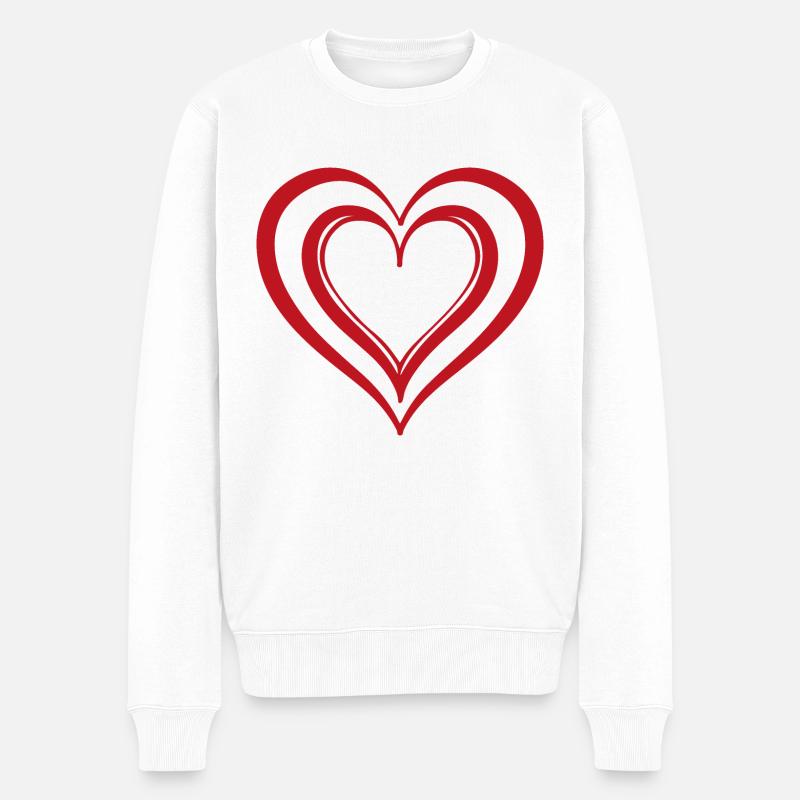 Herz - Männer Premium Bio Pullover - Weiß