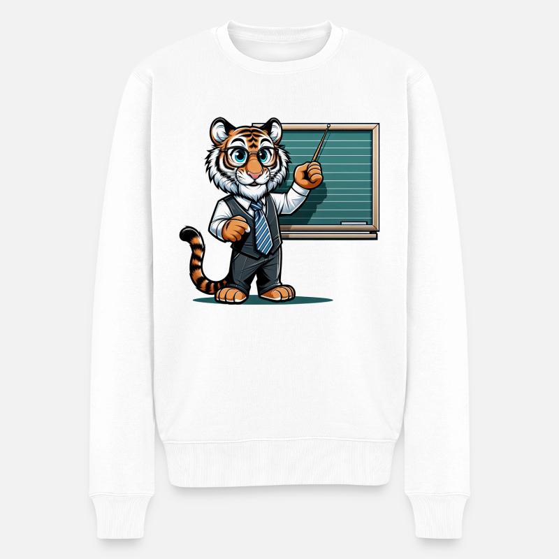 Professeur de tigre mignon - Pull Premium bio Homme - blanc
