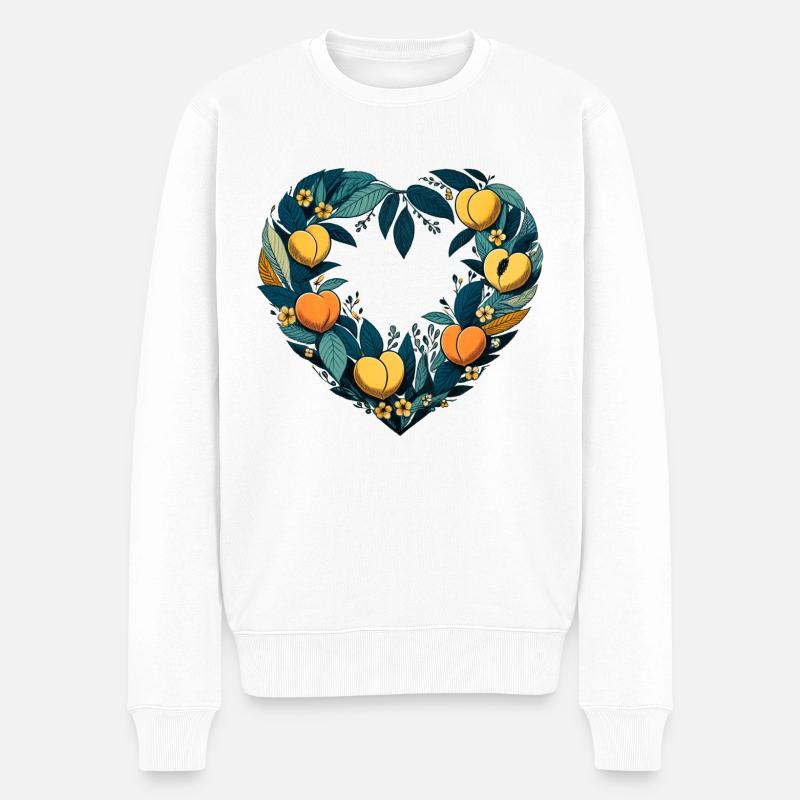 Pfirsiche - Männer Premium Bio Pullover - Weiß