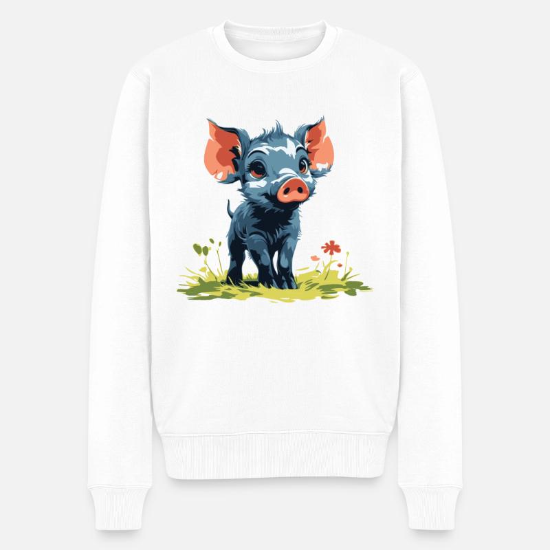Baby-Schwein - Männer Premium Bio Pullover - Weiß