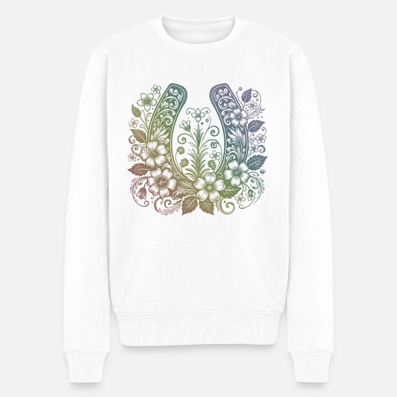 Hufeisen - Männer Premium Bio Pullover - Weiß