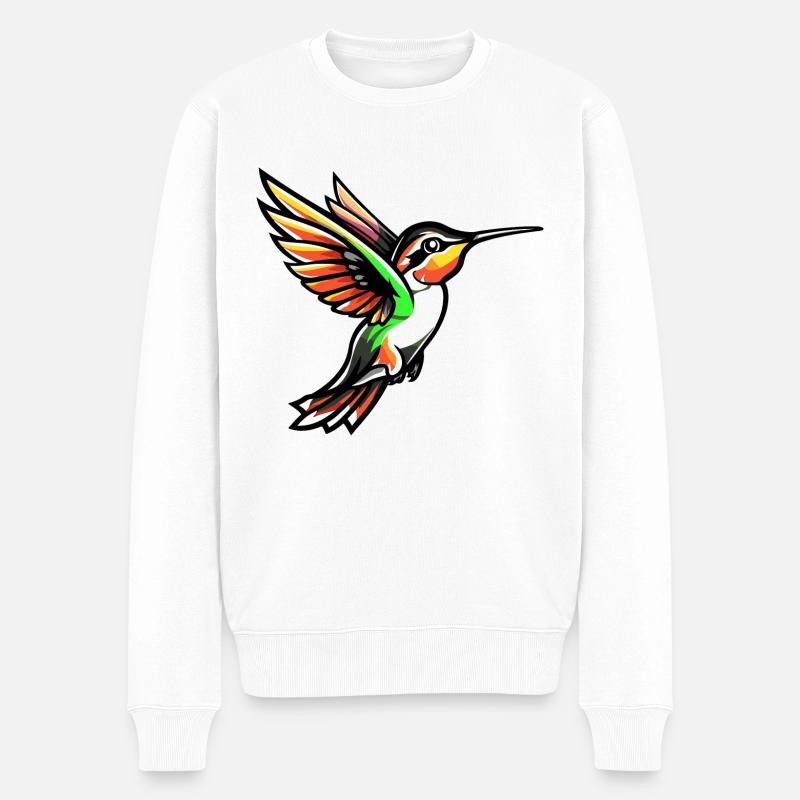 Kolibri Vogel Comic - Männer Premium Bio Pullover - Weiß