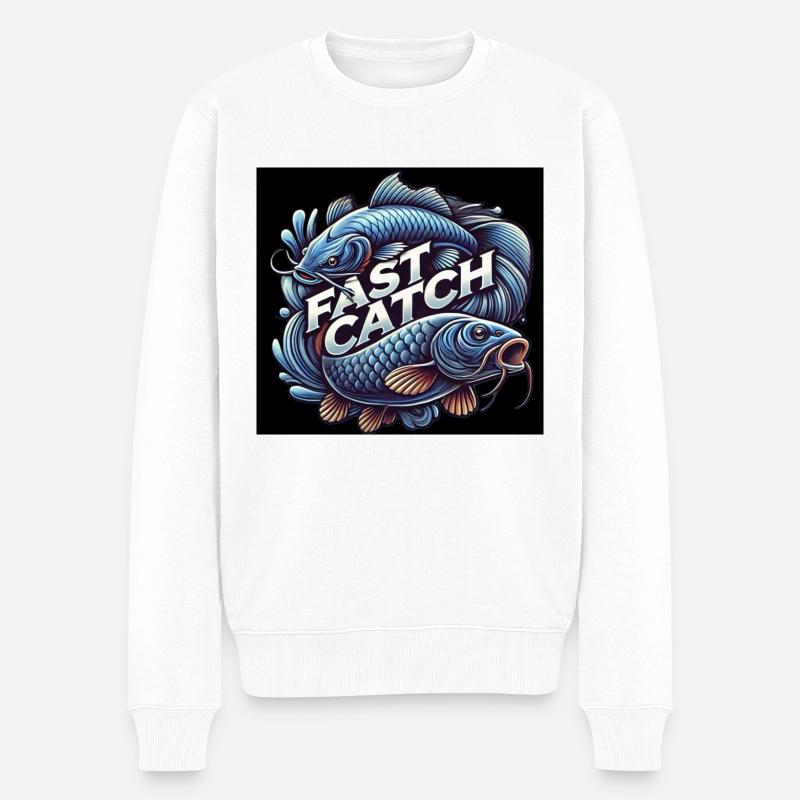 Fast Catch - Männer Premium Bio Pullover - Weiß