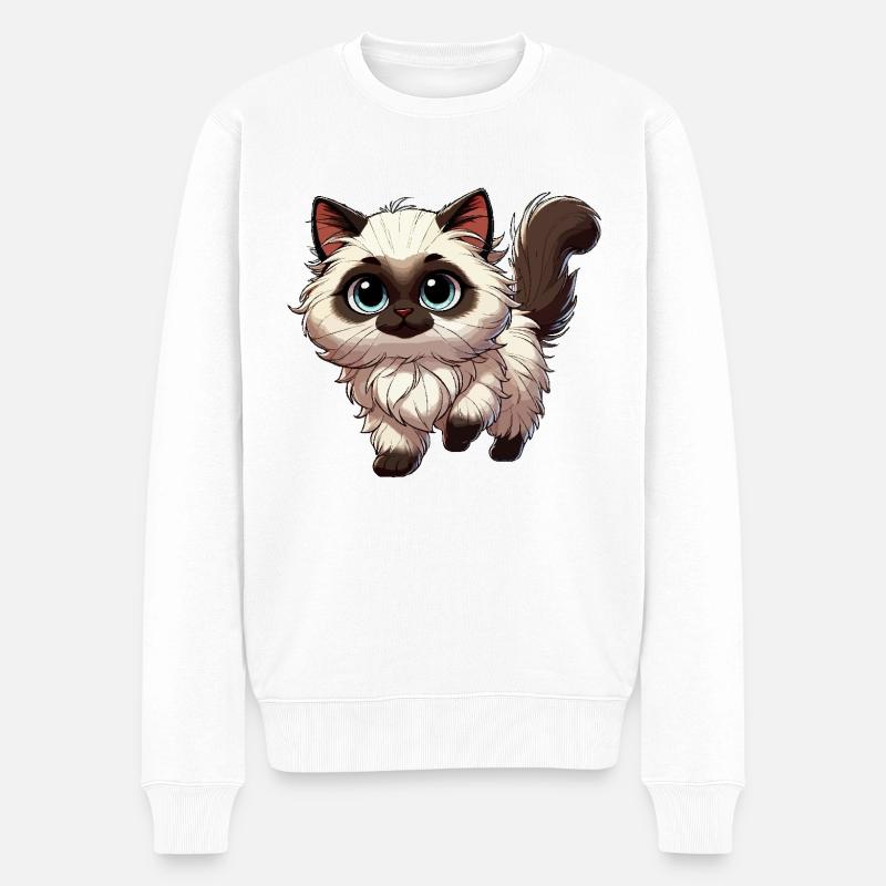 Ragdoll Katze Baby - Männer Premium Bio Pullover - Weiß