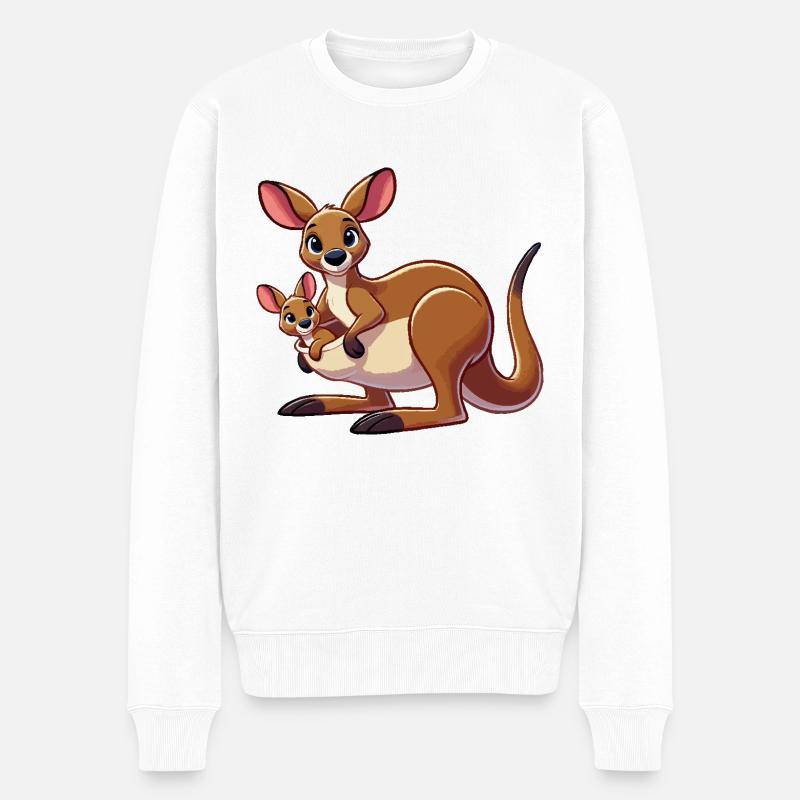 Mère kangourou avec enfant - Pull Premium bio Homme - blanc