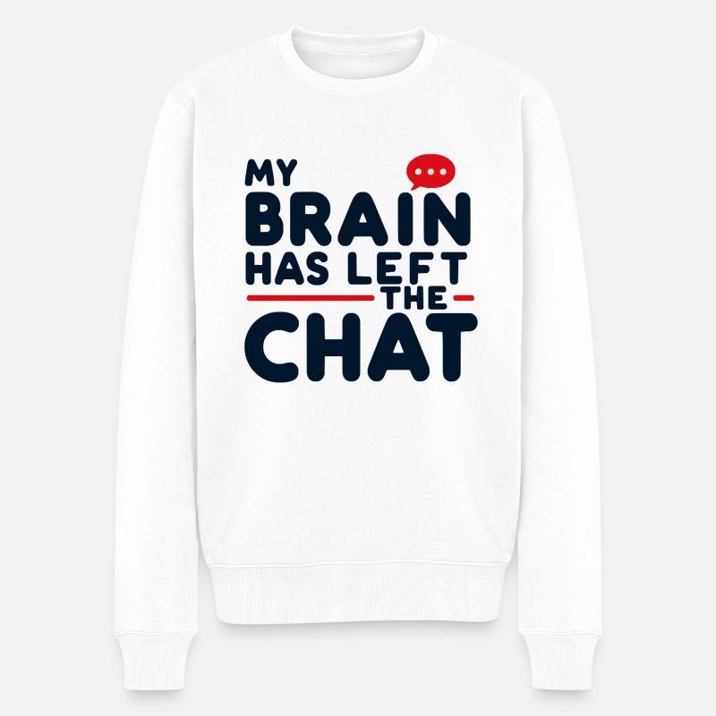 My brain has left - Männer Premium Bio Pullover - Weiß