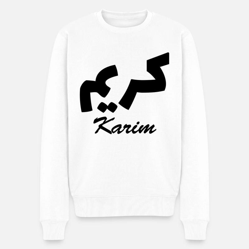 Karim Calligraphie Arabe Prénom - Pull Premium bio Homme - blanc