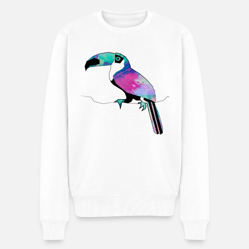 Watercolor Tukan - Männer Premium Bio Pullover - Weiß